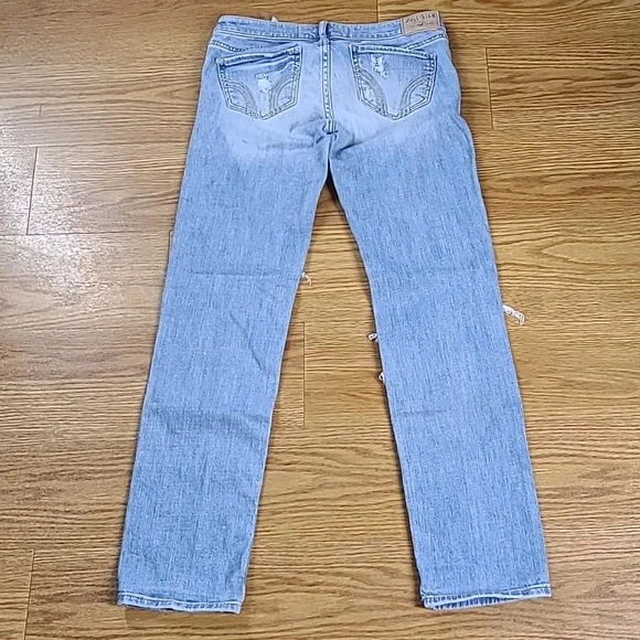 HOLLISTER 26x28 GIRL 3s STRIGHT BOOT PRE-OWNED STRECH DENIM DISTROYED JEANS - Picture 5 of 8